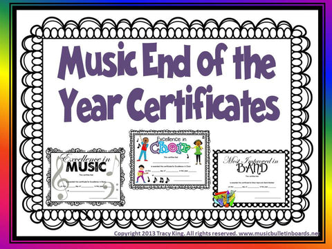 Music Certificates for End of the Year