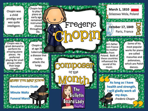 Composer of the Month Frederic Chopin-Bulletin Board and Writing Activities