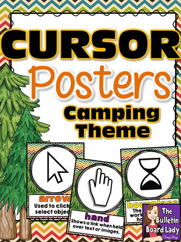 Cursor Cues Posters for Computer Lab Camping Theme