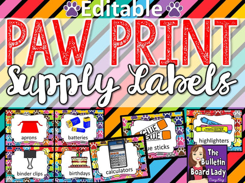 Supply Labels – Paw Print Theme