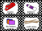 Supply Labels – Black and White Polka Dots