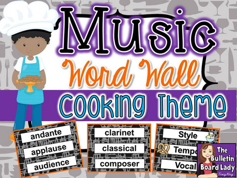 Music Word Wall - Cooking Theme