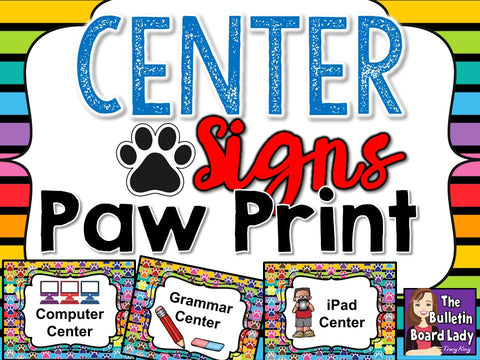 Center Signs - Paw Print Themes