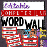 Computer Lab Word Wall Rock Star Theme